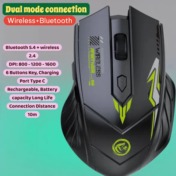 Bluetooth%205.4%20Mouse%20Dual-Mode%202.4G%20Wireless%20Mouse%206%20Buttons%20Gaming%20Mice%20Rechargeable%20Mouse%201600%20DPI%20For%20PC%20Laptop%20Macbook%20-%20Image%202