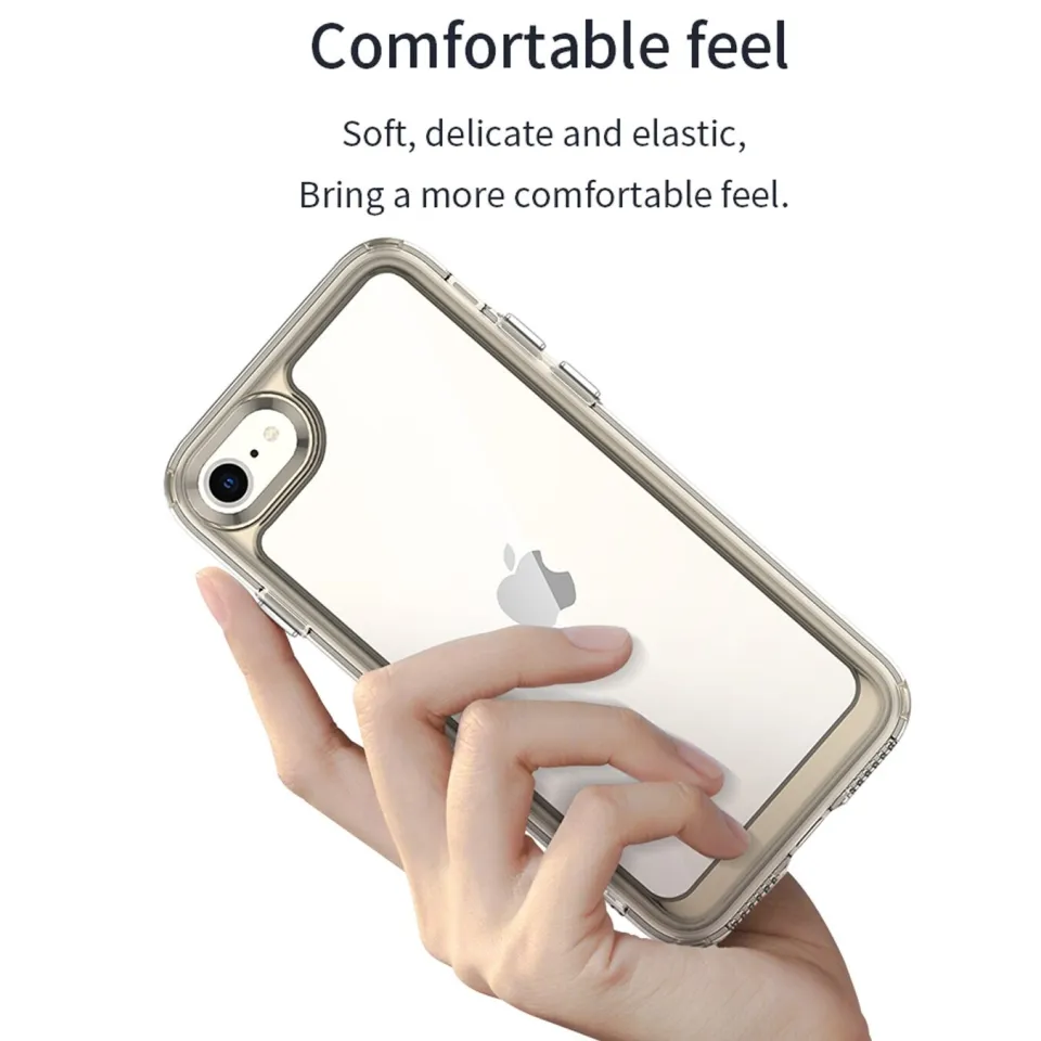 lthmy case for iPhone SE 2020 iPhone SE 2022 Transparent Hard Back with  Shockproof Enhanced Side Protective Bumper Phone Cover