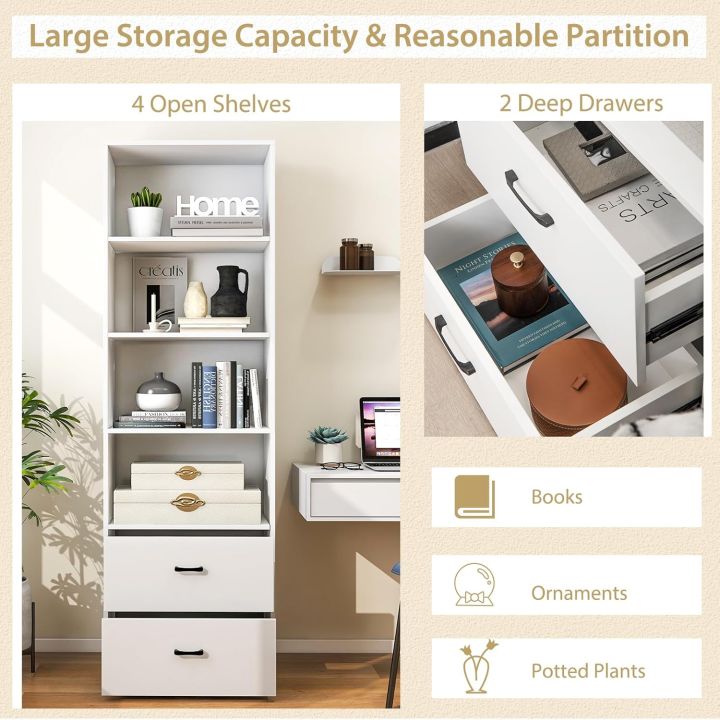 Nice%20Furniture%204%20Shelf%20Bookcase%20with%202%20Drawers,%20Tall%20Bookshelves%20and%20Bookcases,%20Vertical%20Bookshelf%20Tower,%20Wood%20Storage%20Shelves,%20Modern%20Book%20Shelf%20for%20Bedroom,%20Living%20Room,%20Home%20Office%2072/18%20-%20Image%206
