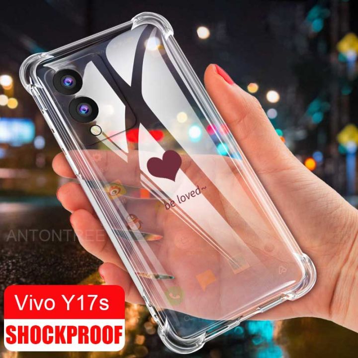 Vivo Y17s Air Cushion Shockproof Case Love Heart Casing Silicone Clear Protective Cover