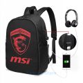 Funny Graphic print MSI Gaming Series Transparent Logo red USB Charge Backpack men School bags Women bag Travel laptop bag.