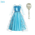 Disney Frozen Princess Elsa Costume For Girl 2024 Carnival Party Snow Queen Luxury Cosplay Birthday Party Ball Gown Outfit Dress. 