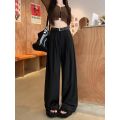 QWEEK Elegant Baggy Gray Suits Pants Woman Oversized Office Ladies Casual Korean Fashion Classical Trousers High Waist Summer.