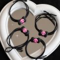 1PC Pink Coolemy Popular Simple Elegant Ins Style Sweet Hair Pins Hair Accessories Girls Black Bow Skull Women Hair Rope Ponytail Holder. 