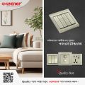 Wener Brushed Steel Series 16A Two Gang Two Way Electrical Wall Switch Socket 2Gang.