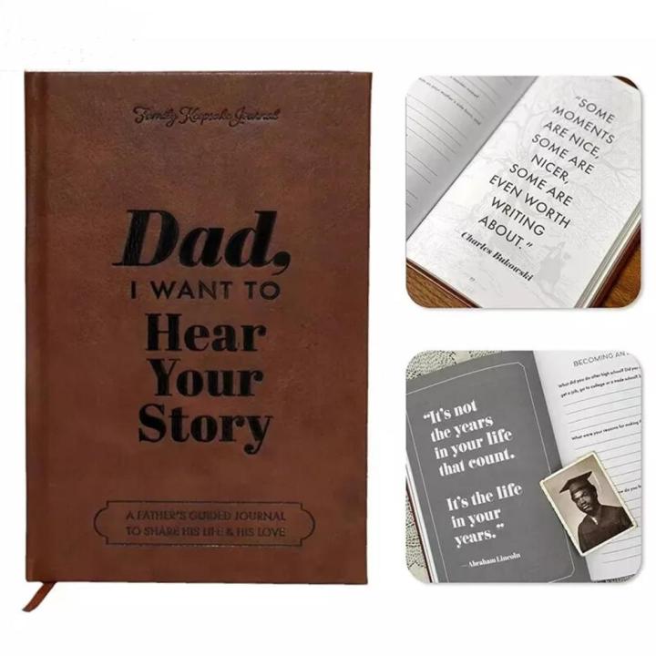 Leather-Bound Father'S Journal Keepsake Vintage-Style Handmade Life Story Book Refillable Dad'S Notebook for Family Gift