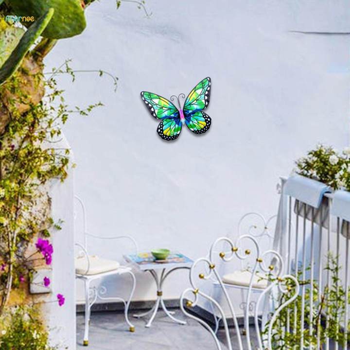 Butterflies Hanging Decorations Sculptures Decorative 9.84'' Indoor Outdoor Wall Art Ornament for Patio Yard