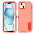 3 In 1 Full Cover Shockproof Phone Case With Stand For iPhone 15 Thick Hard Phone Casing Contrasting Colors Fashion Phone Cover Shell. 