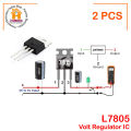 2Pcs- A Class LM7805 L7805CV L7805 7805 5V 1.5A Voltage Regulator IC 3 Pin TO-220 Package Fixed 5V Positive Voltage Regulator IC Electrical Circuitry & Parts.