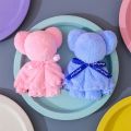 Coral Fleece Bear Towel Teacher’s Valentine's Day Gift Bear Hand Towel Wedding Gift Pure Color Cute Towel.