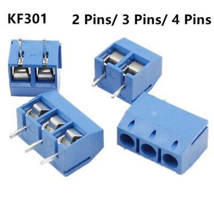 5Pcs- 3Pin BLUE Color KF301-3P 3 Pin Plug-In PCB Mount Straight Screws Terminal Block Connector 5.08mm Pitch Socket Strips For Electronics Cables Connectors Terminals 