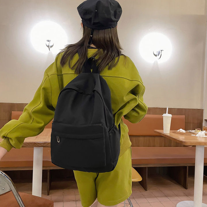 Casual%20large-capacity%20backpack%20ins%20style%20fashion%20girls%20Korean%20version%20solid%20color%20simple%20college%20student%20schoolbag%20travel%20backpack%20-%20Image%204