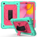For Samsung Galaxy Tab A 10.1 T510/T515 Shockproof PC + Silicone Combination Case with Holder & Hand Strap & Shoulder Strap.