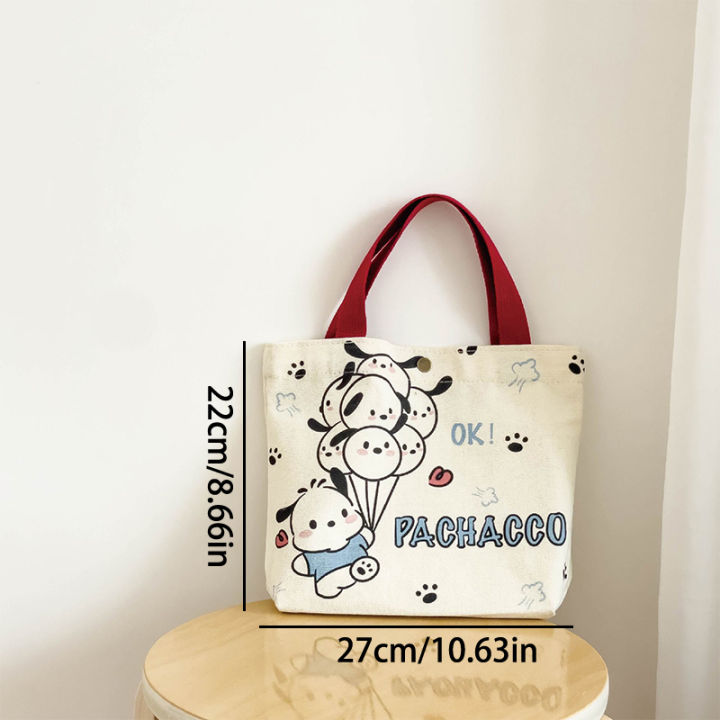 Sanrio%20Cartoon%20Canvas%20Bag%20Pochacco%20Kuromi%20Portable%20Handbag%20Kawaii%20Melody%20Large%20Capacity%20Women%20Shopping%20Bags%20Storage%20Bag%20-%20Image%202