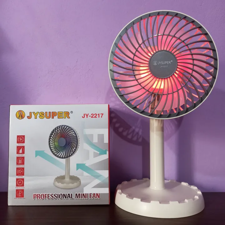 JYSUPER%20JY-2217%20Rechargeable%20AC/DC%20Stylish%20RGB%20Lighting%20Strong%20Wind%204000mAh%20Battery%2012"%20Portable%20Desk%20Fan%20-%20Image%205