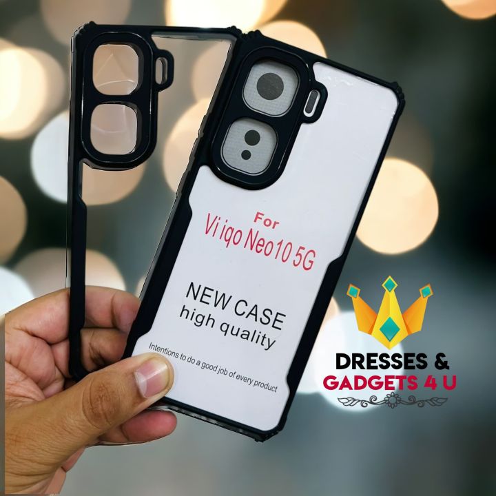 SupCares Edge to Edge iQOO Neo 10/Neo 10 Pro Back Case Cover | Camera Protection Shockproof Bumper-Edge | Acrylic Crystal Clear 360 Degree Protection TPU+PC | Transparent Eagle Back Case Cover (Black) iQOO Neo 10/Neo 10 Pro