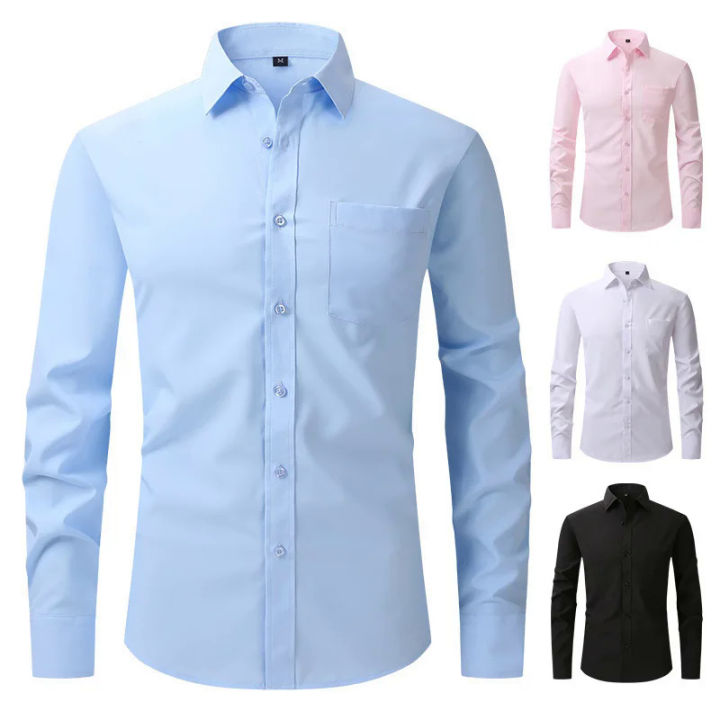 New US size elastic shirt men's business and leisure long sleeved shirt slim fit professional dress best-selling seasonal style