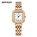 SANDA Women's Watch Luxury Square Pointer Quartz Watch WR Fashion Analog Stainless Steel Wrist Watch.