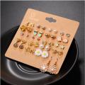 20 Pairs/set Earring Fashion Korean Jewelry Earrings Earrings Set 20 Pairs of Plate Pearl Bow Earrings for women's fashion. 