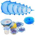 Reusable Silicone Stretch Lids 6Pcs 100% Food Grade Covers for Cups Bowls Containers Leak-Proof Seal. 