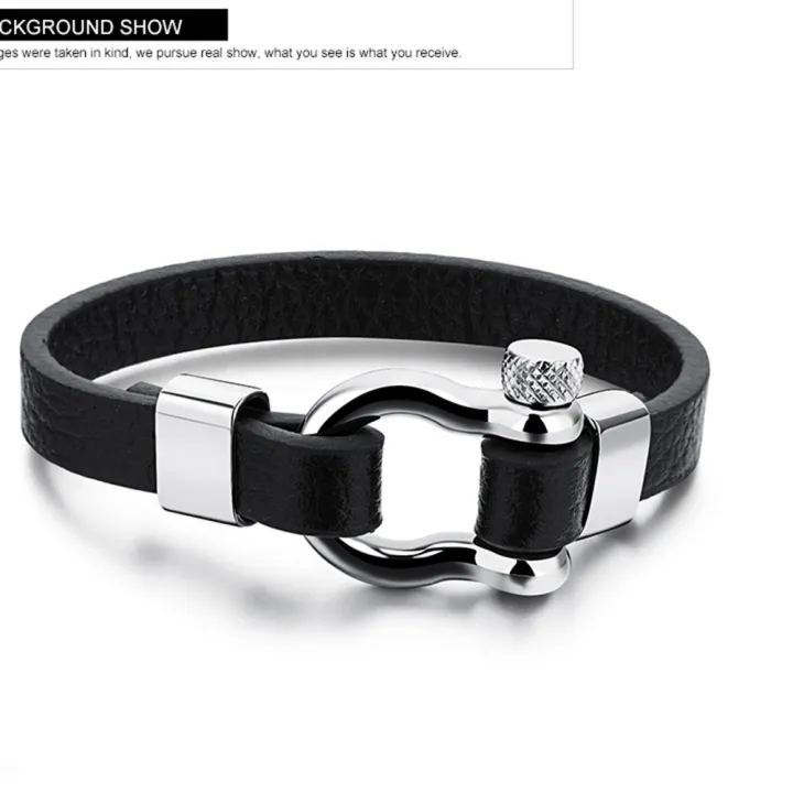 Hot%20Selling%20Cool%20Black%20Cowhide%20Leather%20Adjustable%20Basic%20Mens%20Cuff%20Bracelet%20-%20Image%204
