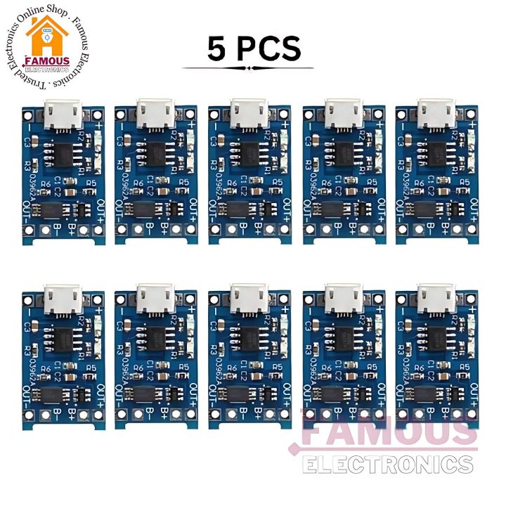 Tp4056%205Pcs%20Lot%2018650%20Lithium%20Battery%20Charging%20Board%20Module%20Charger%20Modules%20TP%204056%20(5pcs)%20-%20Image%205