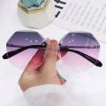 Rimless Oversized Sunglasses Women Luxury Brand Designer Sun Glasses Female Fashion Retro Gradient Lunette De Soleil Femme. 