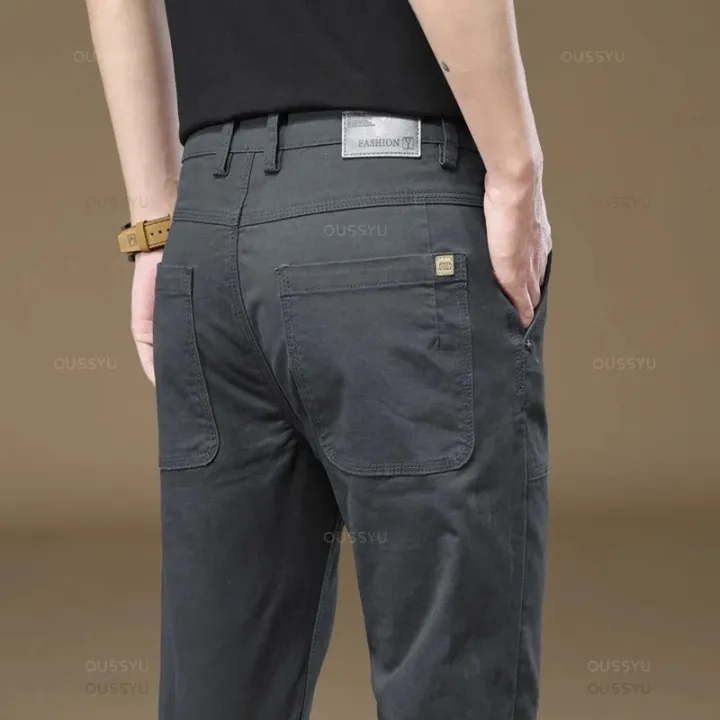 MINGYU%20Brand%20Clothing%20Men's%20Cargo%20Work%20Pants%2097%25Cotton%20Thick%20Solid%20Color%20Wear%20Korean%20Grey%20Casual%20Trousers%20Male%20Large%20Size%2038%2040%20-%20Image%205