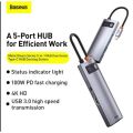 BASEUS Metal Gleam Series 5-in-1 Multifunctional Type-C HUB Docking Station. 