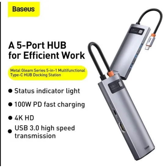 BASEUS%20Metal%20Gleam%20Series%205-in-1%20Multifunctional%20Type-C%20HUB%20Docking%20Station%20-%20Image%203