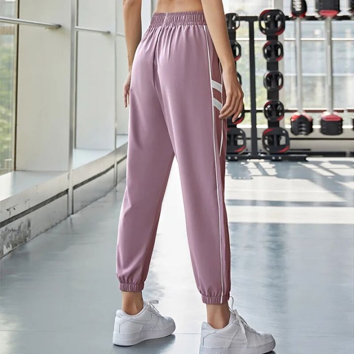 Women%20Sweatpants%20Elastic%20High%20Waist%20Sports%20Pants%20Workout%20Side%20Striped%20Running%20Training%20Trousers%20Fitness%20Yoga%20Jogger%20Pants%20-%20Image%204