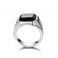 Stainless Steel Black Natural Stone Mens Finger Ring(Null) - Ring For Men - Ring For Men.