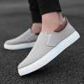 Black White and Khaki Color Korean Canvas Sneakers for Men - Slip On Casual Sports Sneakers - Comfortable and Suitable for All Seasons. 