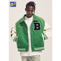 Embroidered letter varsity jacket vintage PU leather sleeve baseball jacket streetwear y2k luxury men winter jacket. 