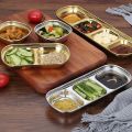Stainless Steel Sauce Dish Spice Plates Gravy Boats Appetizer Serving Tray Rectangle Divided Oil Spice Dipping Tray Small Dish.