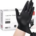 Black Nitrile Disposable Gloves Latex Powder Free Industrial-Grade Gloves Non-Sterile Textured Cooking Kitchen Cleaning Gloves. 