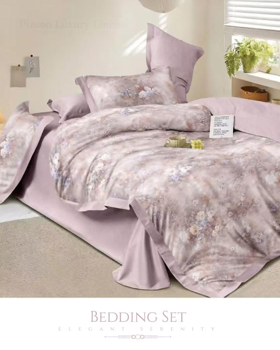 Elegant & Durable Imported 3-Pieces Cotton Bedding Sheet Set | All-Seasons Bedding | Breathable & Skin-Friendly Bed Sheet with Pillowcases | Premium All-Season Cotton Bedding for Bedrooms, Guest Rooms & Gifts | Model BS-5039 by Pizeon Luxury Linens