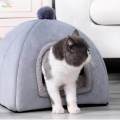 Cat Bed for Indoor Cats Cozy Kennel Snooze Calming Pet Bed Semi Enclosed Cat Nest Cat House Gray S. 