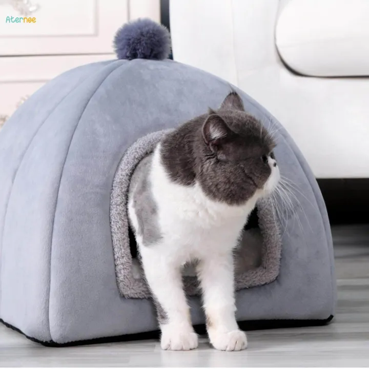 Cat%20Bed%20for%20Indoor%20Cats%20Cozy%20Kennel%20Snooze%20Calming%20Pet%20Bed%20Semi%20Enclosed%20Cat%20Nest%20Cat%20House%20Gray%20S%20-%20Image%202