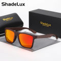 ShadeLux, Premium Leisure Square TR90 Frame Polarized Sunglasses, With Wooden Temples, For Men Women Outdoor Party Vacation Travel Driving Supply Photo Prop.