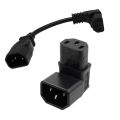 IEC Male C14 to Up Right Angled 90 Degree IEC Female C13 Power Extension Adapter with 18cm IEC 320 90 Degree C13 3 Pin Female to C14 3 Pin Male PDU Power Supply Extension Cord.