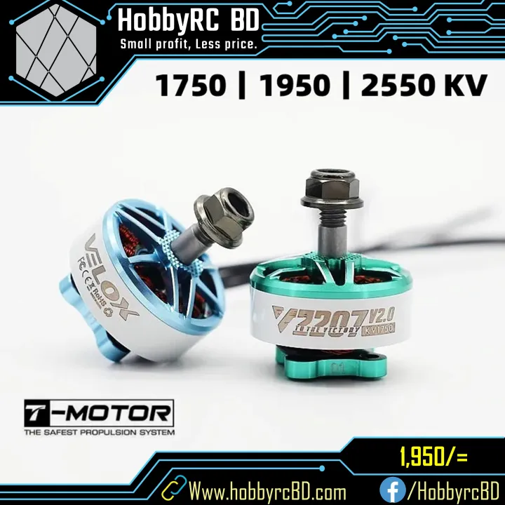 TMotor Velox V2207 v2.0 BLDC Motor 1750kV|1950kV|2450kV for FPV Drone