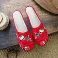 Slippers, Chinese style, spring and summer embroidered cloth shoes, baotou, home half slippers, women's external wearing slippers. 