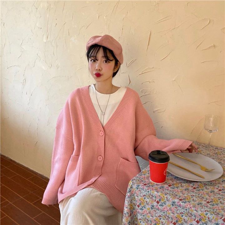 Autumn%20and%20Winter%20New%20Lazy%20Wind%20Sweet%20Gentle%20Sweater%20Female%20Student%20Korean%20Style%20Loose%20Thick%20Knitted%20Cardigan%20Top%20Coat%20-%20Image%209
