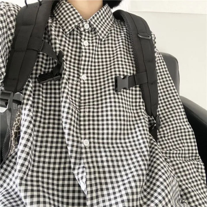 Black%20and%20White%20Plaid%20Shirt%20Female%20Spring%20and%20Autumn%20Fashion%20Thin%20Student%20Loose%20Long%20Sleeve%20Hong%20Kong%20Style%20Retro%20Design%20Sense%20All-Matching%20Shirt%20-%20Image%206