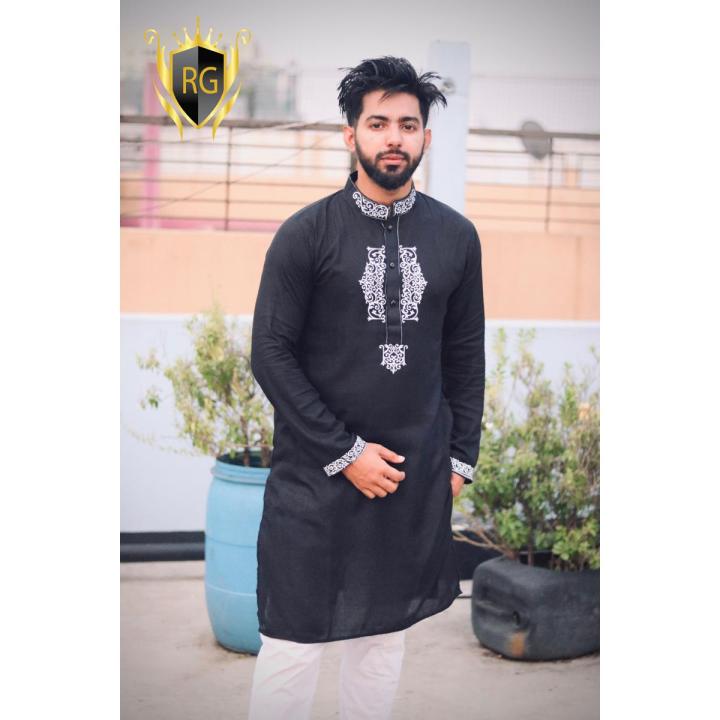 Semi Long Printed Panjabi For Gents - কাপল ড্রেস শাড়ি