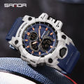 SANDA 6198 Fashionable Cool Night Light Dual Screen Multi functional Outdoor Sports Waterproof Men's Electronic Watch. 