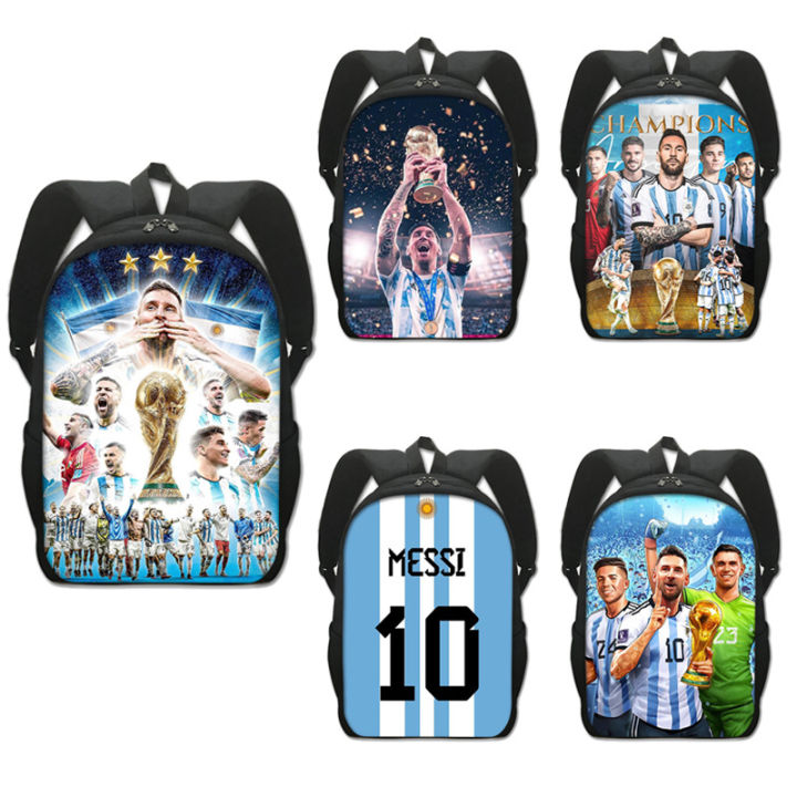New Football World Cup Peripheral Student Schoolbag, Messi Schoolbag, Large Capacity Polyester Load Reduction Backpack, Computer Bag