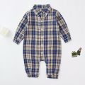 【original】 Fashion Plaid Baby Boy Bodysuit Long Sleeves Newborn Baby Clothing Cotton Infant Bodysuit for Boys 59cm（0-6m）. 
