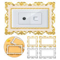 1Pc Elegant Rose Gold Silver Edge Light Switch Cover Resin Single Double Surround Socket Frame Wall Sticker Office Home Decor. 